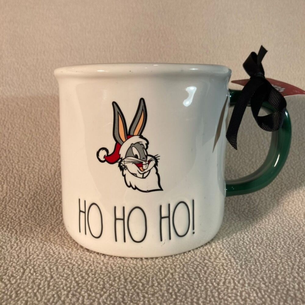 Rae Dunn Mug Looney Tunes Bugs Bunny HO HO HO! Christmas 2022 Minimalist Novelty